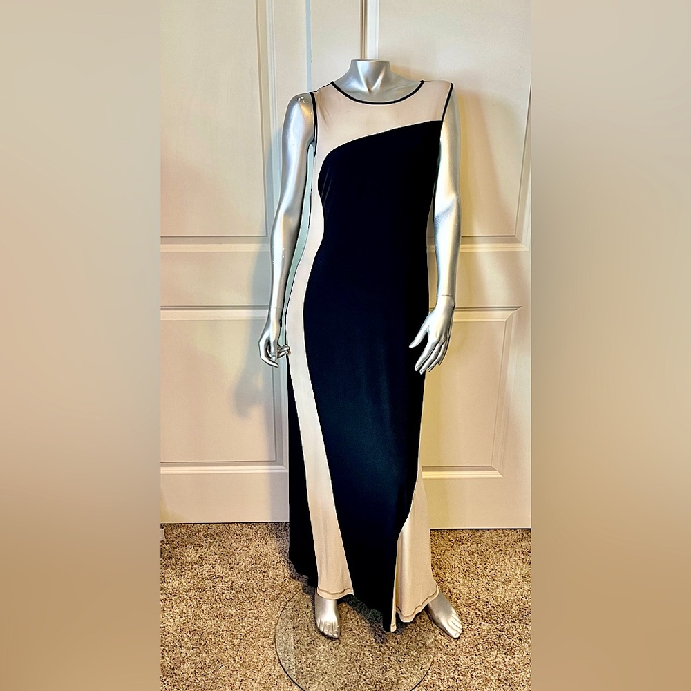 Calvin Klein dress long black and beige  size 12
